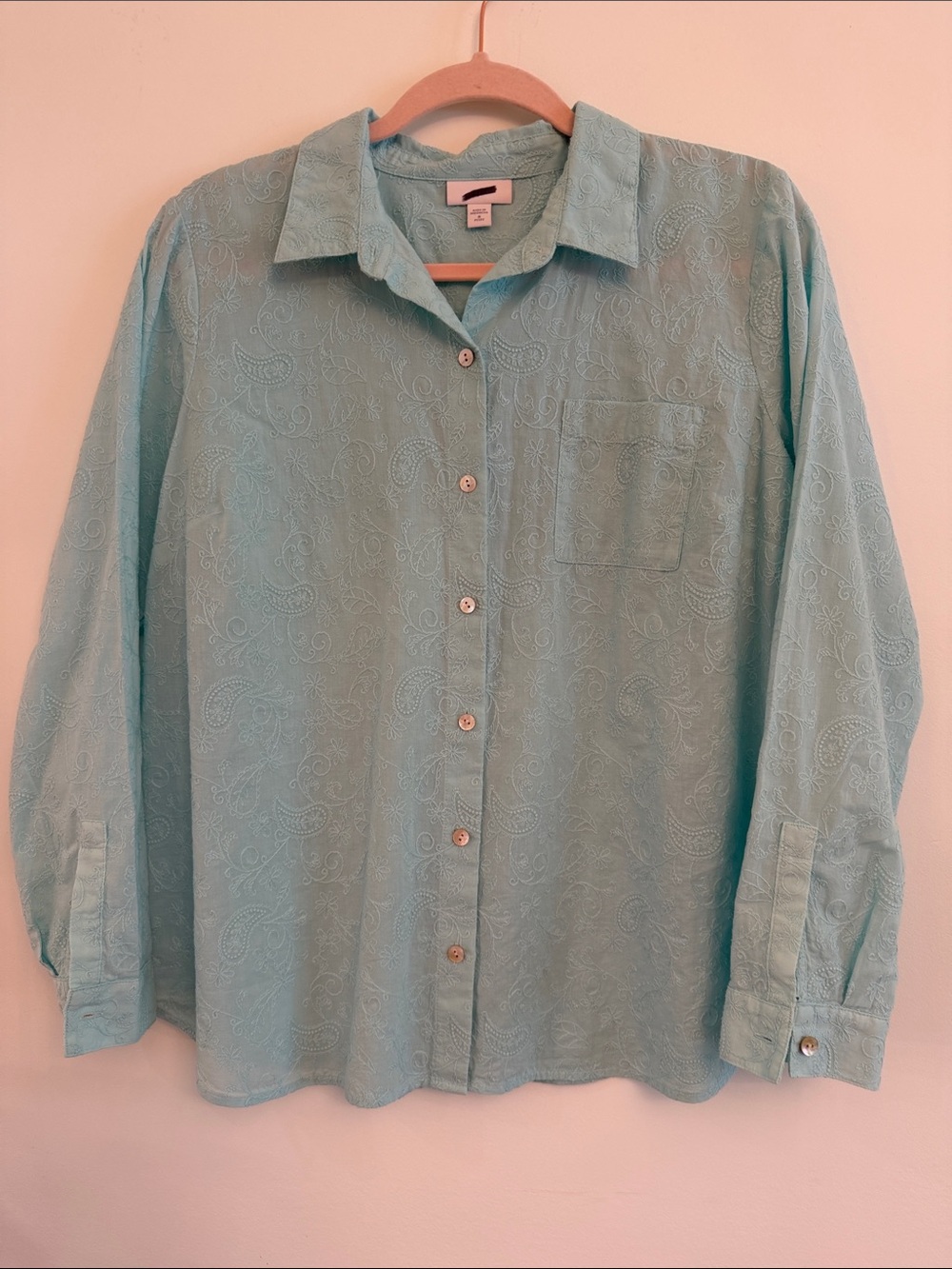 J. Jill Pale Aqua Paisley Button-Down Shirt